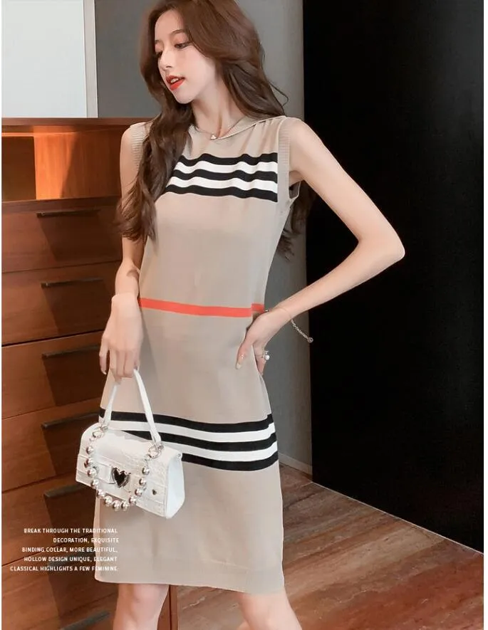 Korean Clothing Womens: Stripe Patchwork Midi Dress,... From Lanp888,  $24.69 In Bulk | DHgate.Com