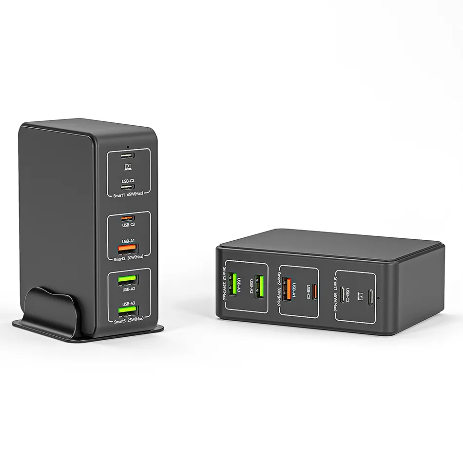 Chargeur Mural GaN 6 Ports 120W USB-C/USB-A - Fast Charging, Pour IPhone, Samsung, IPad, Câble 1.5m Inclus