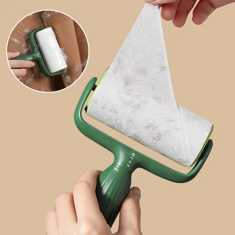 Tearable Roll Paper Sticky Roller Dust Wiper Pet Hair Clothes Carpet Tousle  Remover Replaceable Cleaning Brush Accessories