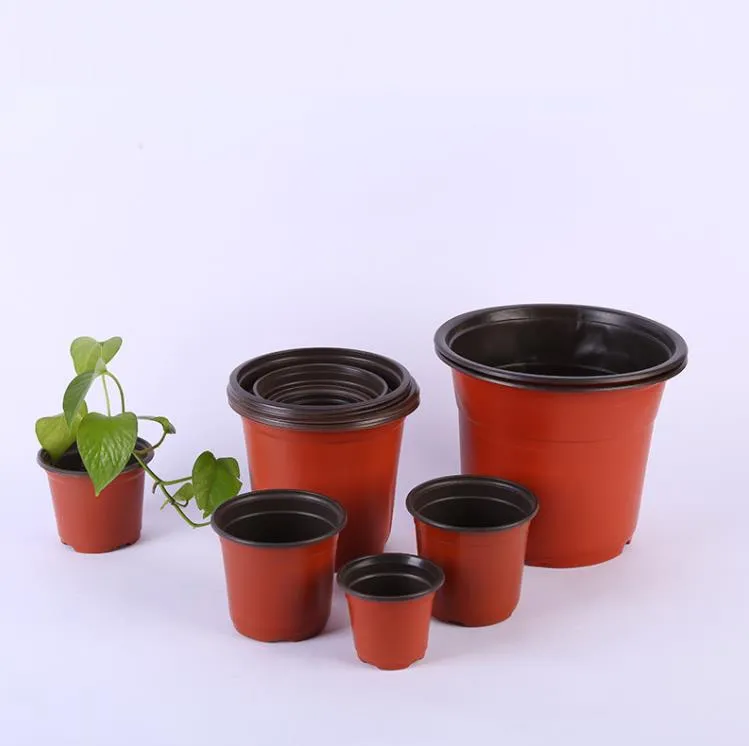黒赤ツートン プラスチック鉢 SN5186 壊れないプラスチック植木鉢 ダブルカラーの赤と黒の苗床移植