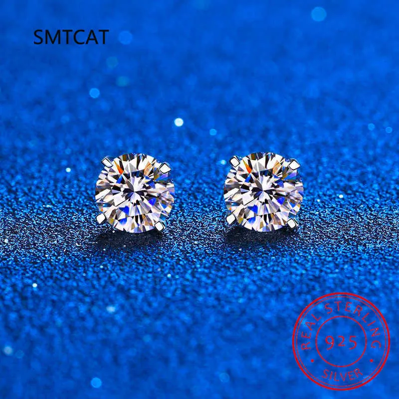 Charm Certified 2ct D Color Moissanite Studs Earrings for Women White Gold S925 Sterling Silver Brilliant Lab Diamond Earring AA230311