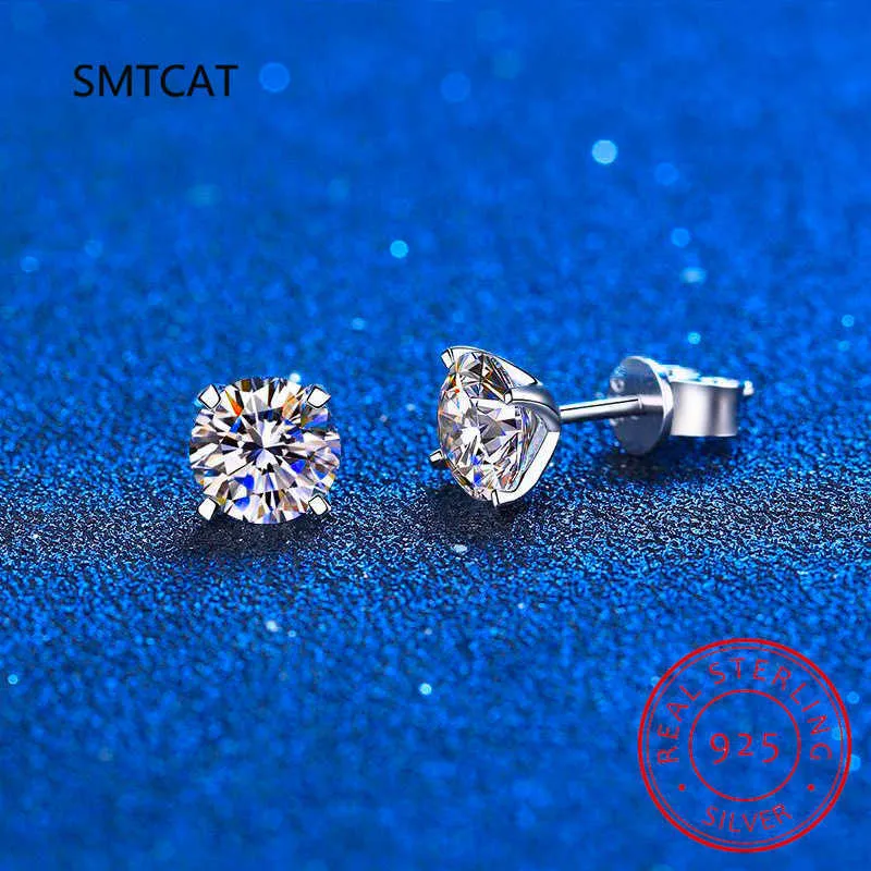 Charm Certified 2ct D Color Moissanite Studs Earrings for Women White Gold S925 Sterling Silver Brilliant Lab Diamond Earring AA230311