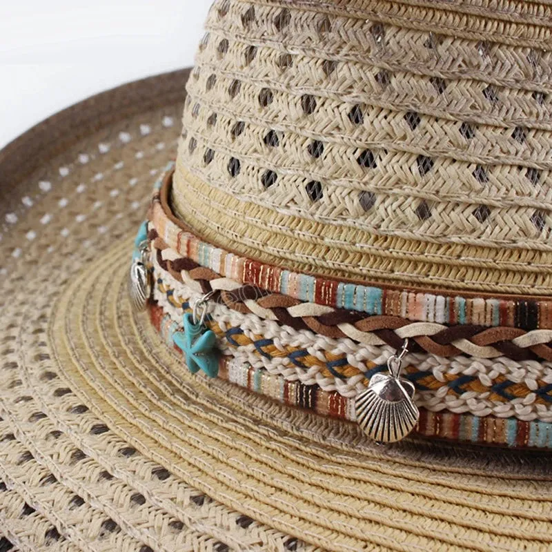 Cappelli Di Paglia Della Boemia Cappello Da Cowboy Occidentale Cappello Estivo Da Spiaggia Cappello Da Bagnino Panama Cowgirl Cappellini Jazz Sombrero Hombre Da 7 99 DHgate