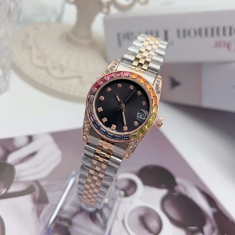 luxury ladies watch 31mm Rhinestone Gold Top Brand designer diamond fashion women watches Waterproof wristwatches for womens Christmas Mother s Day