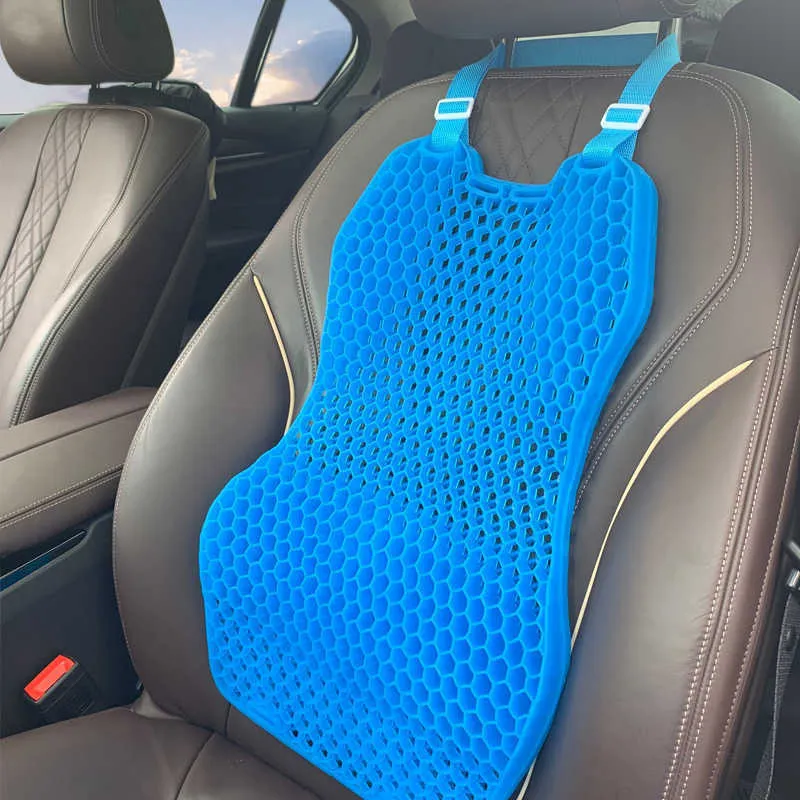 Honeycomb Cooling Gel Support Seat Cushion with Non-Slip Breathable Cover -  Ergonomic & Orthopedic - Car Office Seat With Flex Back Support Absorbs