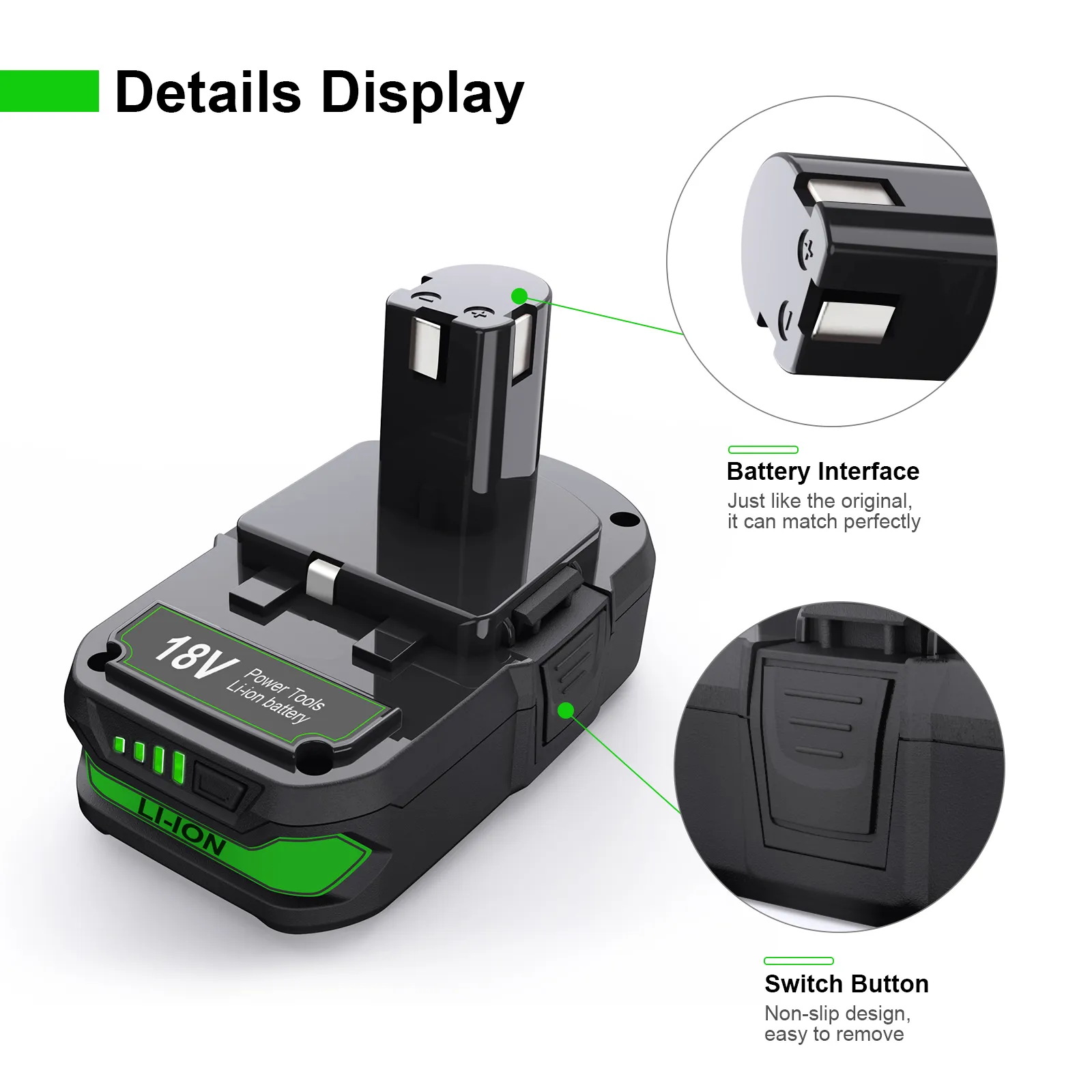 Replacement Battery Ryobi P102 Battery 18v Cordless P102 Battery