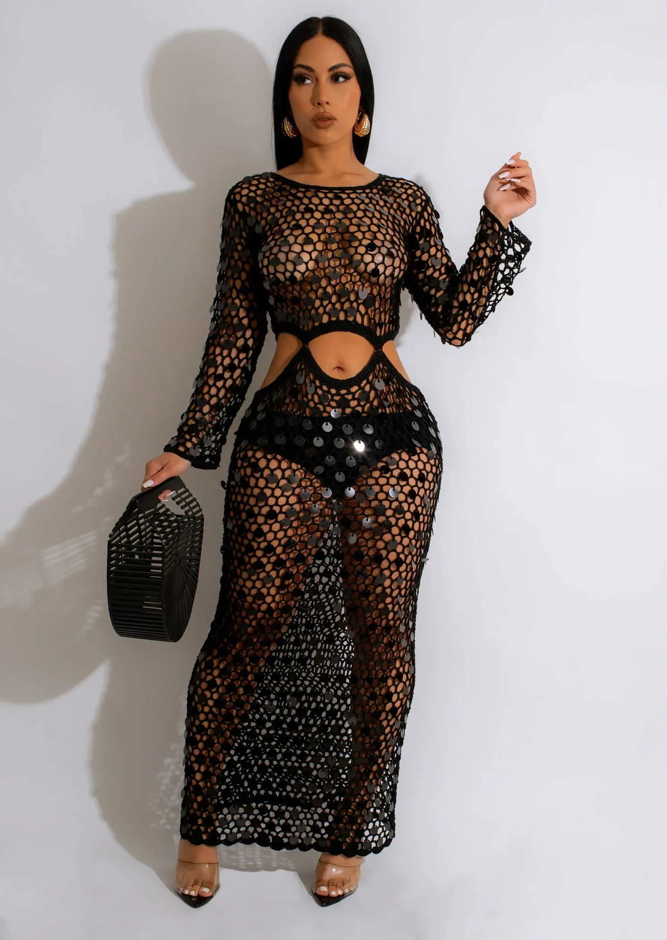 Sequin Maxi Dress Womens Long Sleeve Knit Rib... From Baofu002, $23.46 In  Bulk | DHgate.Com