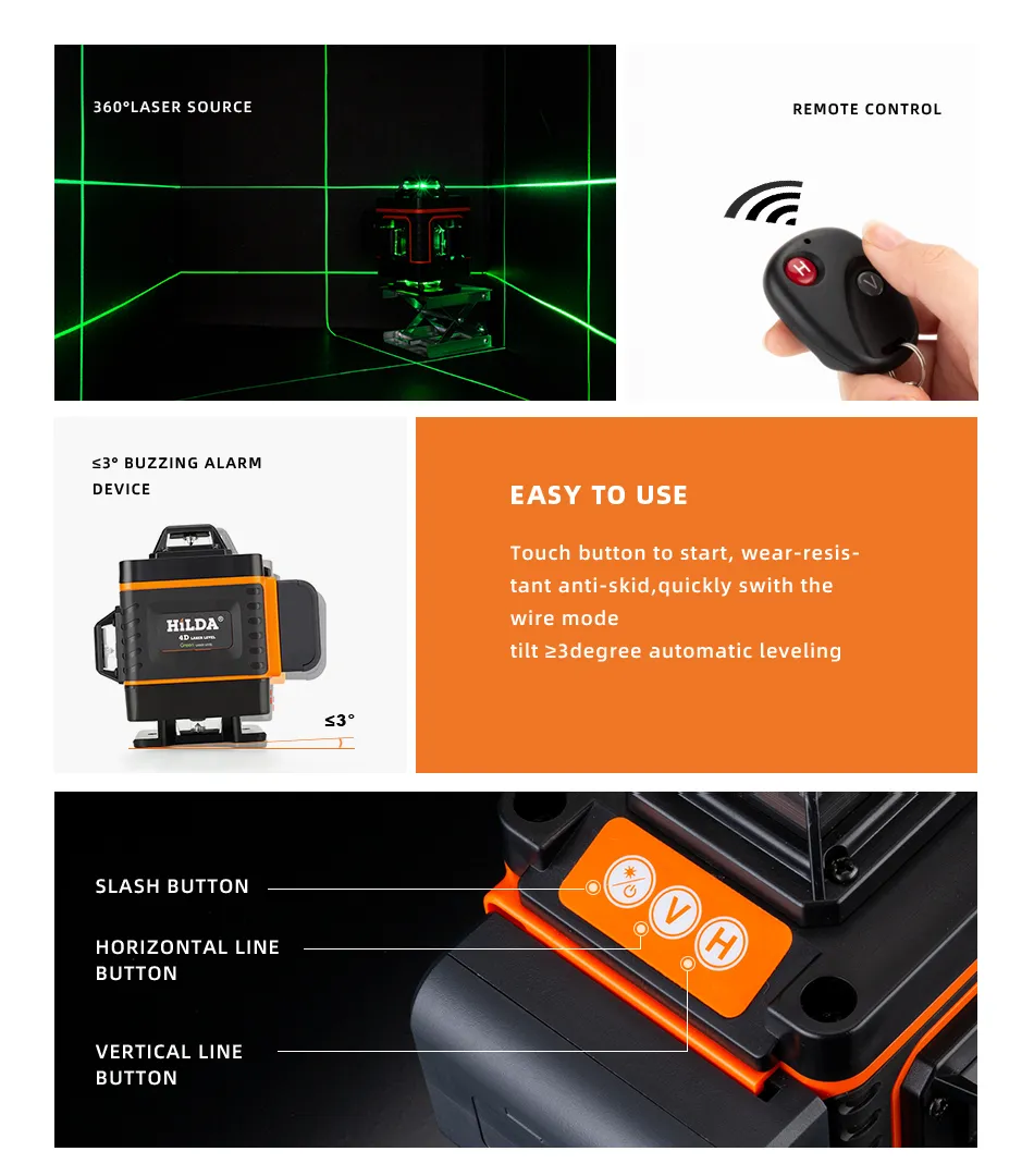 16 lignes 4d niveau laser autonivelant 360 horizontale et