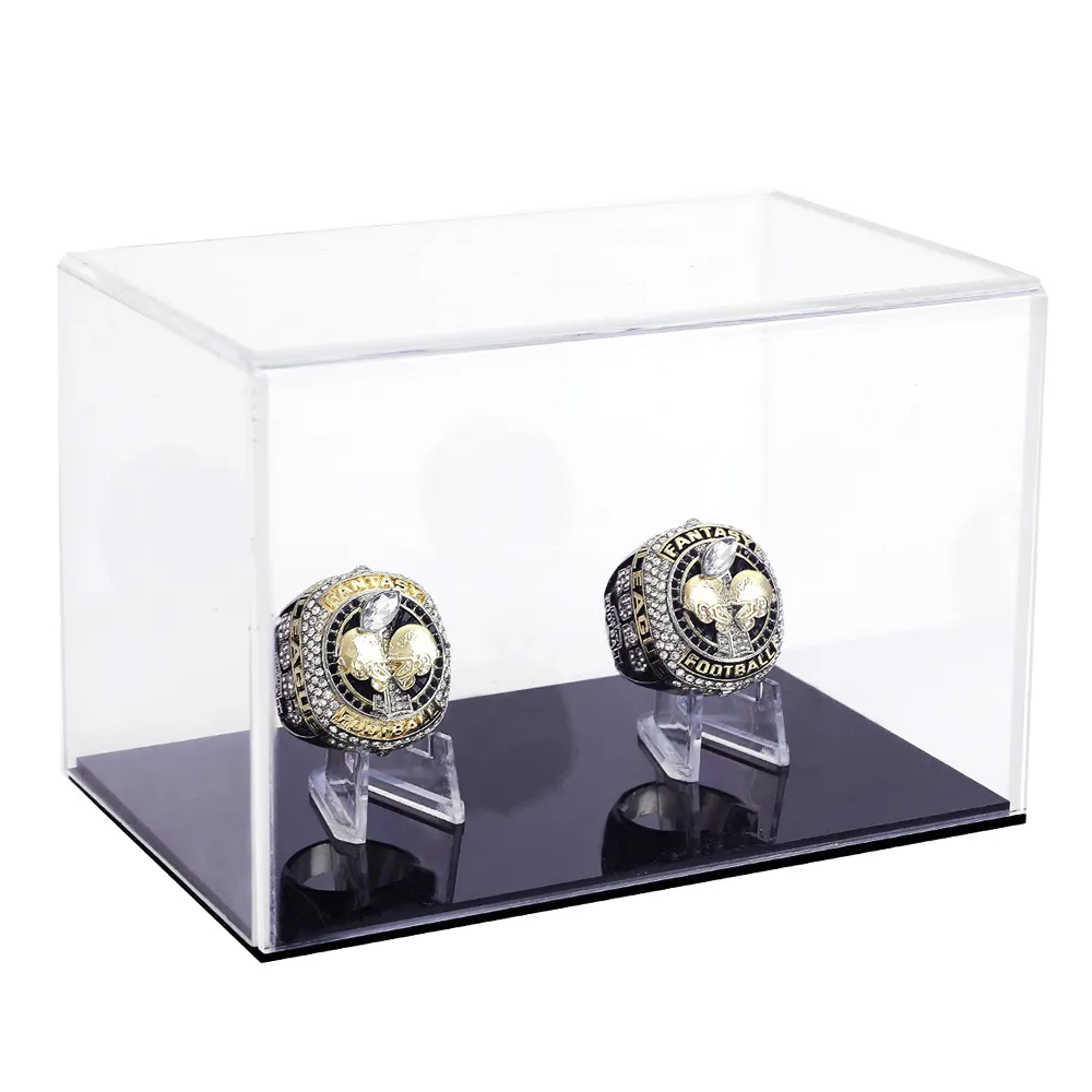 Championship Ring Display Case Dessert Box 2 Slots For Baseball