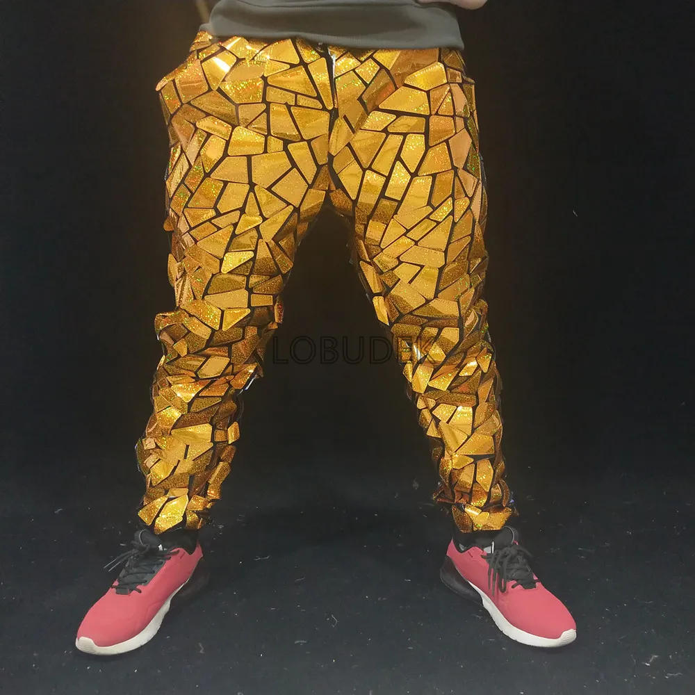 Gold Red Laser Mirror Pants Mens Jazz Hip Hop From Zhgyong