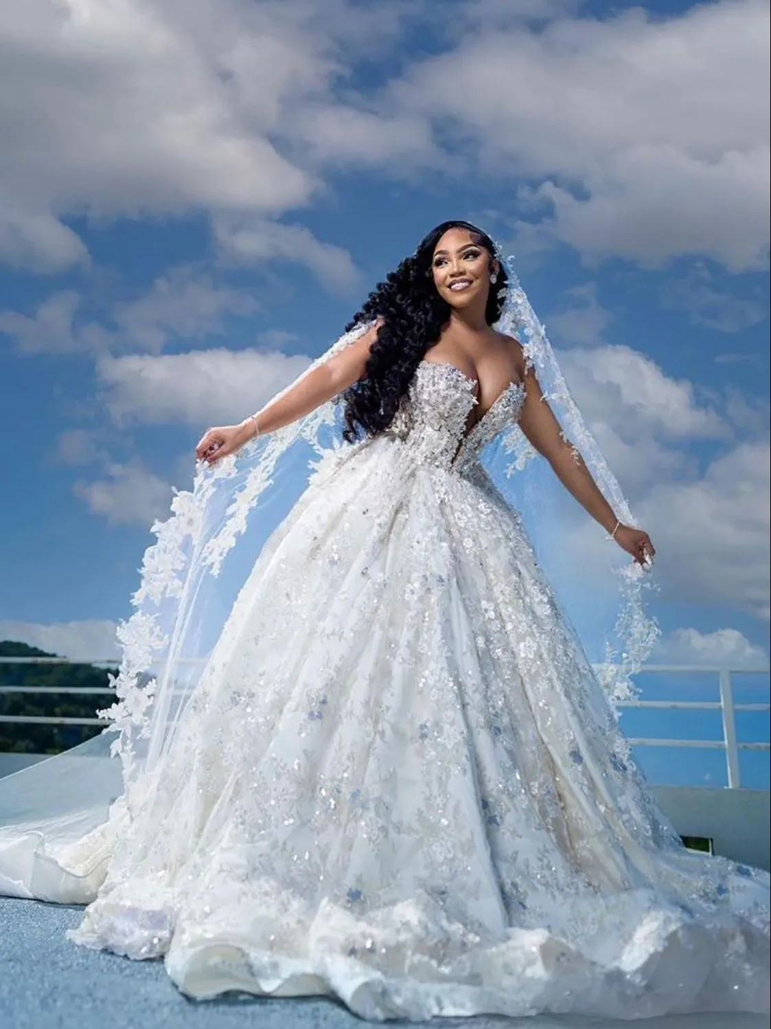 Sweetheart Neck 3D Floral Applique Huge Ballgown Wedding Dress With Lace Veil Bridal Gresses From Dresstop 320.81 DHgate.Com
