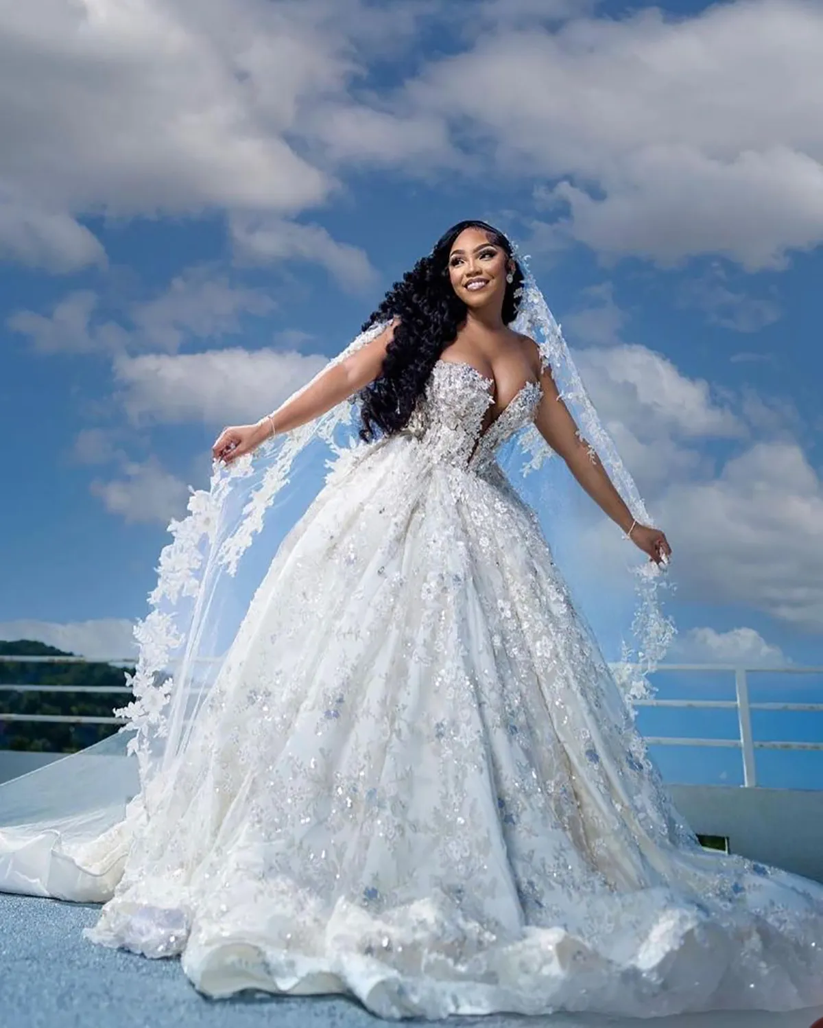 Sweetheart Neck 3D Floral Applique Huge Ballgown Wedding Dress With Lace Veil Bridal Gresses From Dresstop 291.94 DHgate.Com