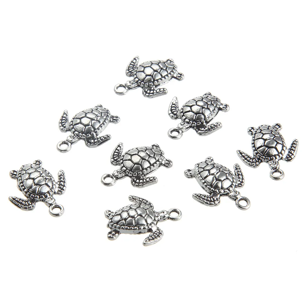 Silver Plated Turtle Charms For Jewelry Making For DIY Bracelets