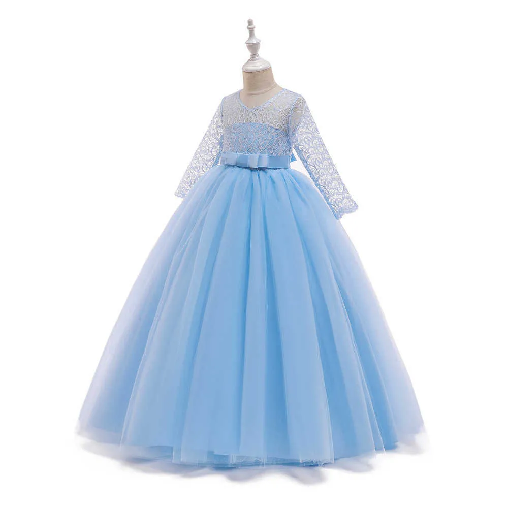 Amazon.com: Flower Girl Lace Dress for Kids Wedding Bridesmaid Pageant  Party Formal Long Maxi Gown Big Little Princess First Communion Birthday  Prom Beaded Ruffle Puffy Tulle Dresses Blue - Ruffle 5-6 Years: