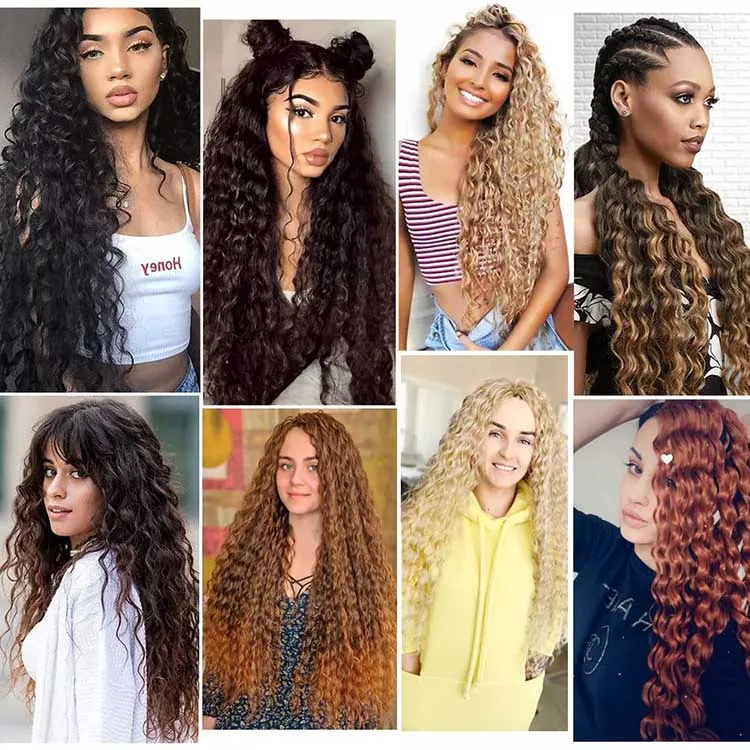 Ombre Deep Wave Twist Crochet Braid Synthetic Human Curly Braiding