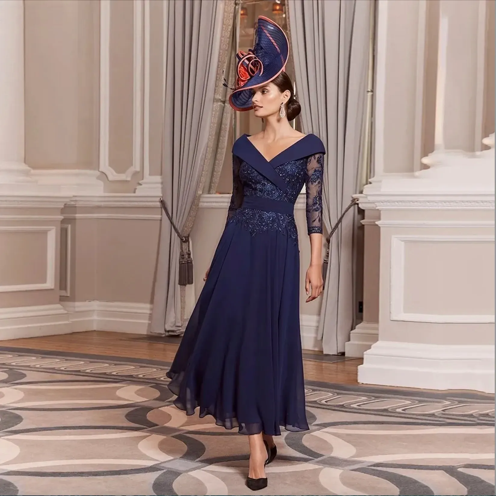 navy mother of the bride dress