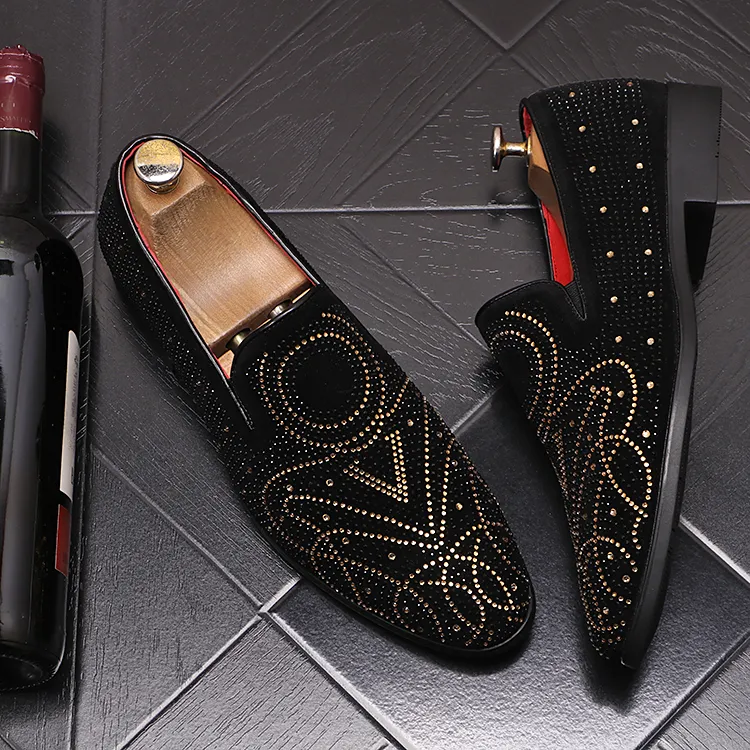Dress shoes black and gold sales