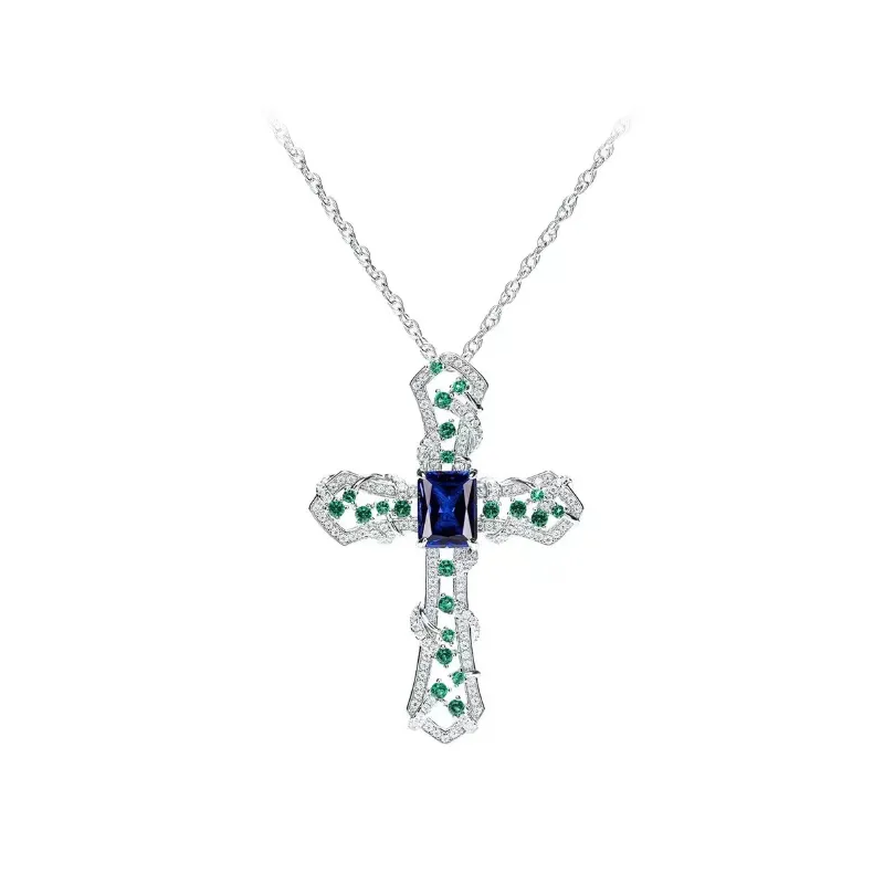 Collier Ras Du Cou En Argent - Serti De Saphirs Et Zircons - Longueur 44 Cm - Occasion, Bijou De Qualité