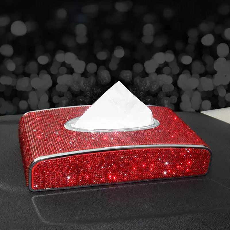 Bling Crystal Car Tissue Box Creative Diamond Paper Towel Tube