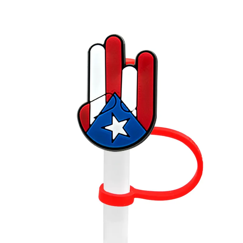 Puerto Rico Style Straw Cover Topper Silicone Accessories Cover Charms