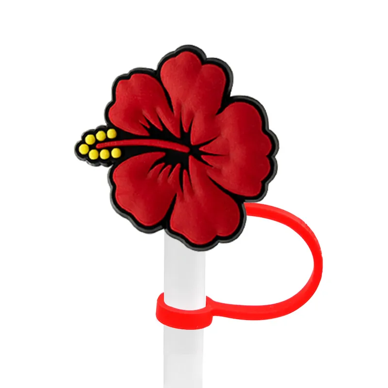 Puerto Rico Style Straw Cover Topper Silicone Accessories Cover Charms