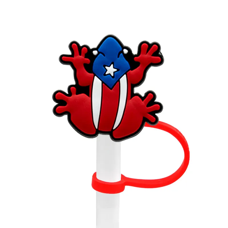 Puerto Rico Style Straw Cover Topper Silicone Accessories Cover Charms