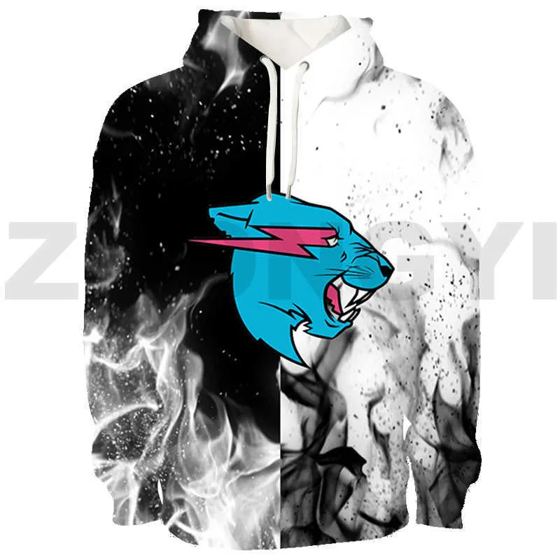Men s 3D Wolf Beast Lightning Cat Hoodies Harajuku Anime Sweatshirts Oversized Japanese Streetwear for Men and Women