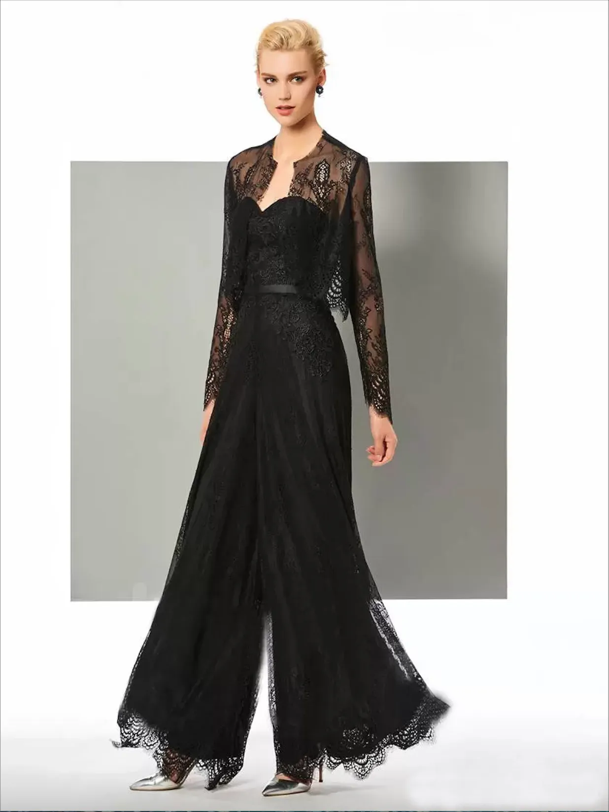 Lace Mother of the Bride Jumpsuit with Jacket Sweetheart Neck Plus Size Wedding Guest Dress 2024