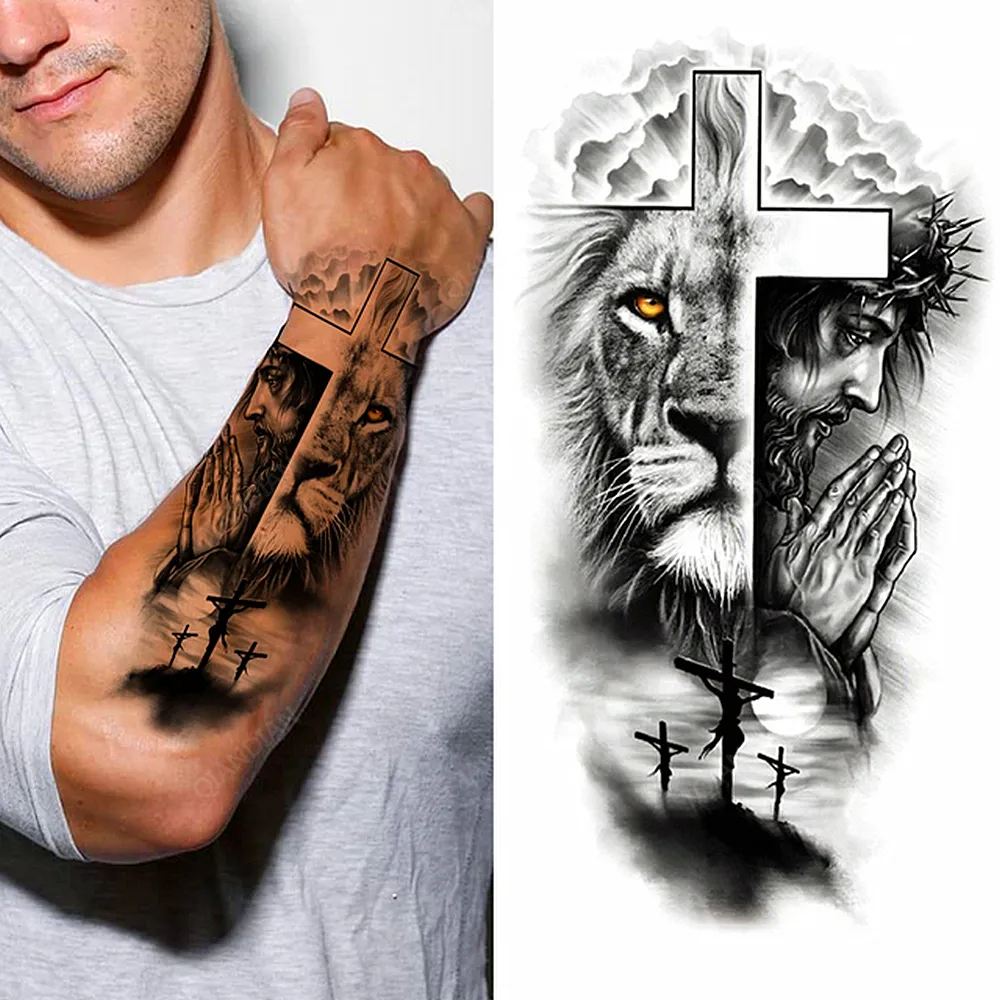 New Leão Masculino Impermeável Tatuagens De Tatuagens Braço De Braço De Mão  Legal Arte Preta Relógio De Transferência Tattoos Temporários De  Szincocomiss, $3,26