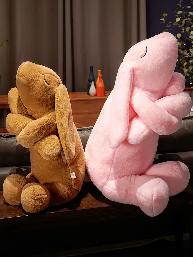 Peluche géante en forme de lapin avec de grandes oreilles, style dessin  animés adorable, doux au toucher pouvant servir d'oreiller, 90/120 cm