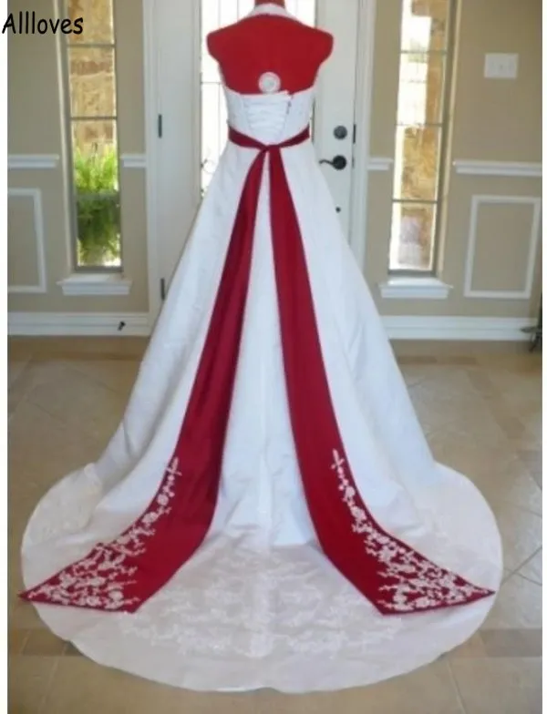 David's bridal red store and black dress