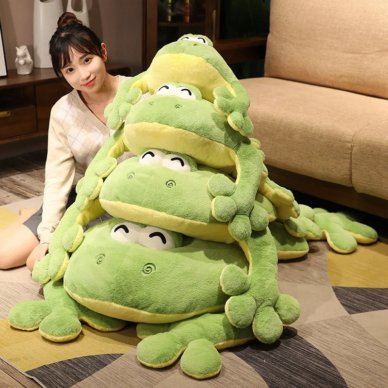 Giant 130cm Frog Pillowfort Weighted Plush Dinosaur Stuffed Pillow Cushion  For Home Decor, Kids Birthday Gift, Boys Big Eye DY10156 From Dorimytrader,  $67.06