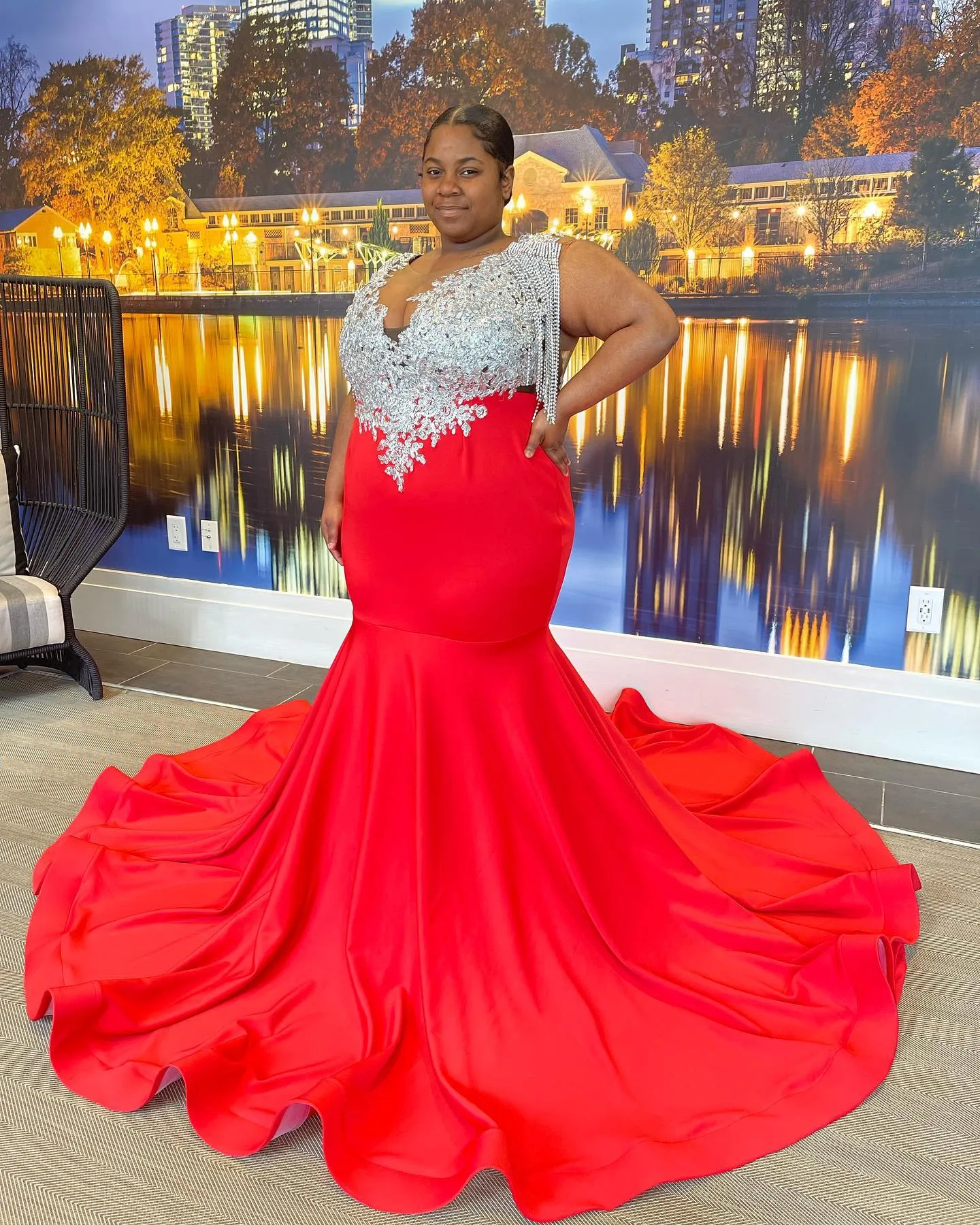 Plus Size Sheer Lace Red Fishtail Prom Dress With Beaded Applique, Satin  Tassels, And V Neckline Perfect For Special Occasions From Weddingteam,  $126.32