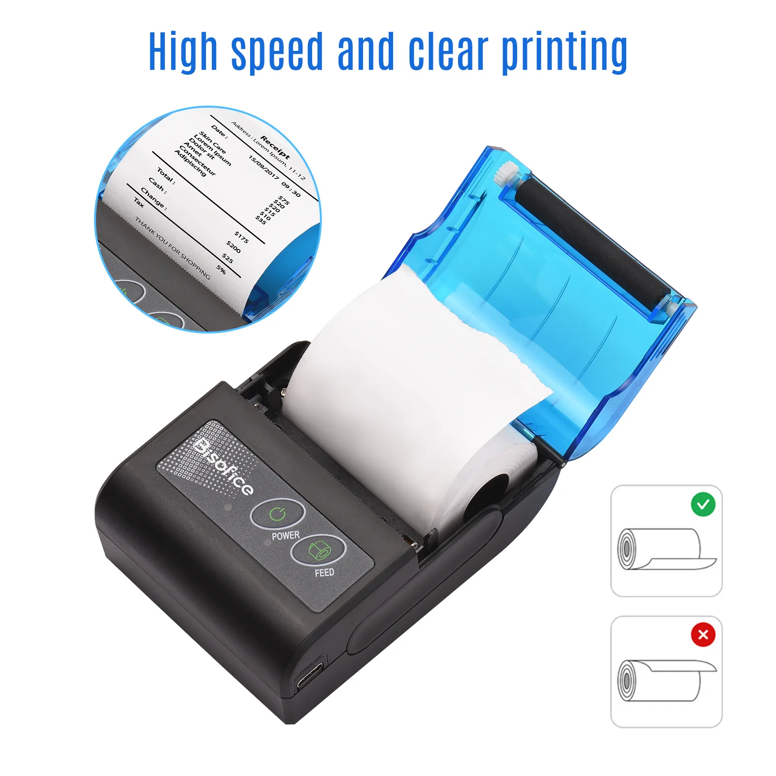 Mini imprimante d'autocollants de poche, Bluetooth sans fil Portable Mobile  Printer Imprimante thermique pour notes, mémo, photo, imprimante de reçus  d'étiquettes de poche C