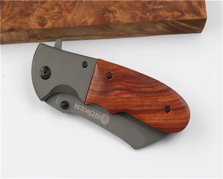 BOKER Knife Camping Folding Knives Tactical Hunting Survival Wood Handle Pocket EDC Cutter