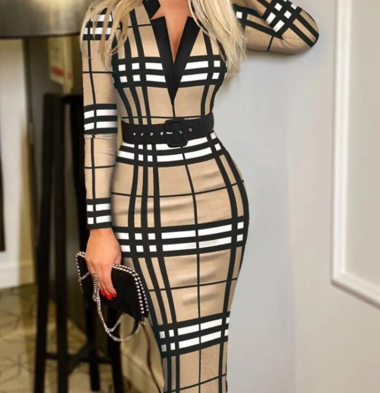 Women s Casual Plus Size Plaid Skirt Dress Trendy One piece Skirt for Club
