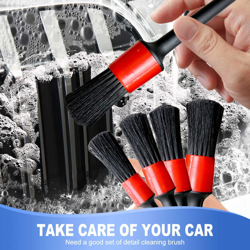 5Pcs Car Cleaning Kit Interior Detailing Wash Brushes Engine