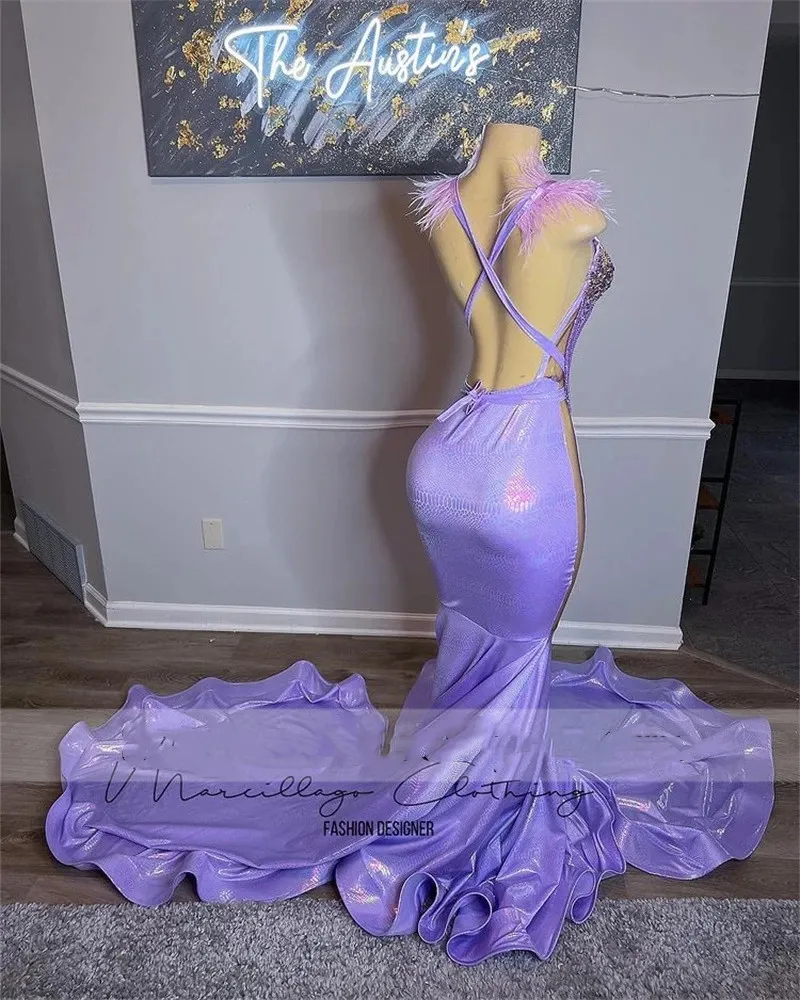 Charming Purple V Neck Mermaid Evening Dress Purple Evening Gown Y6621