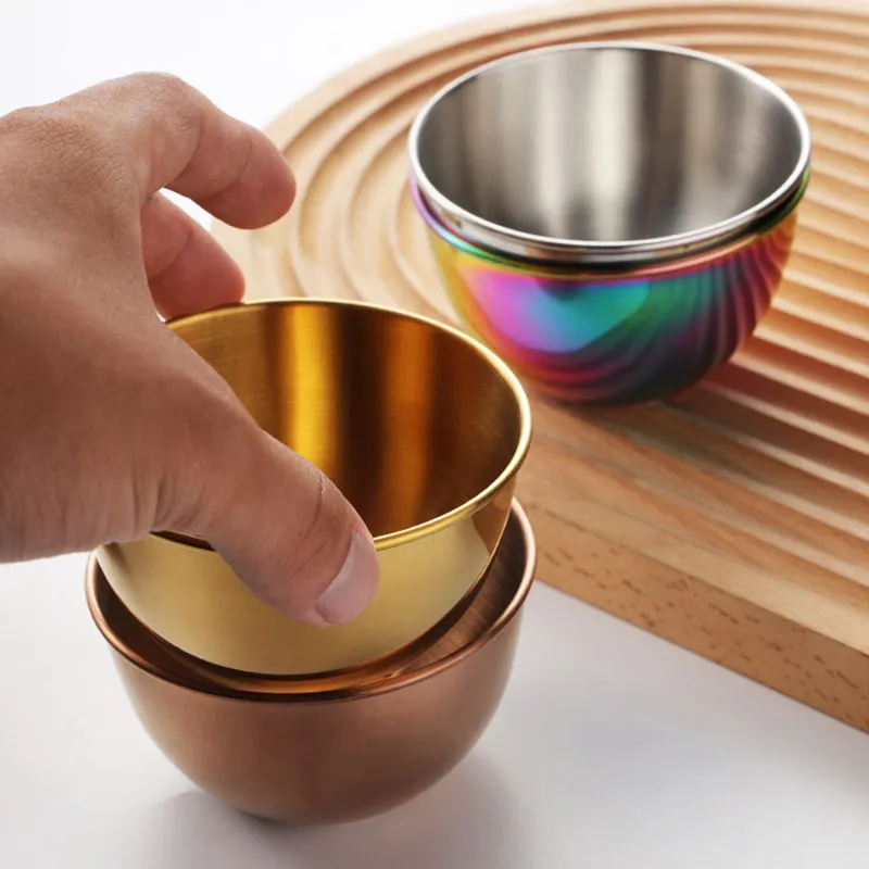 5oz Stainless Steel Sauce Dishes Mini Seasoning Dipping Bowls for Sushi Appetizers Ice Cream Set of 4