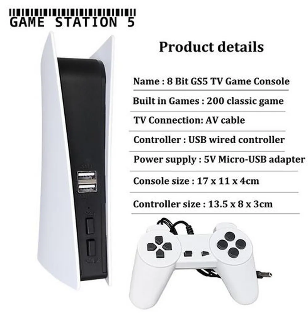 GS5 TV Game Console 8 Bit Mini Hd Game Box With 200 Classic Retro