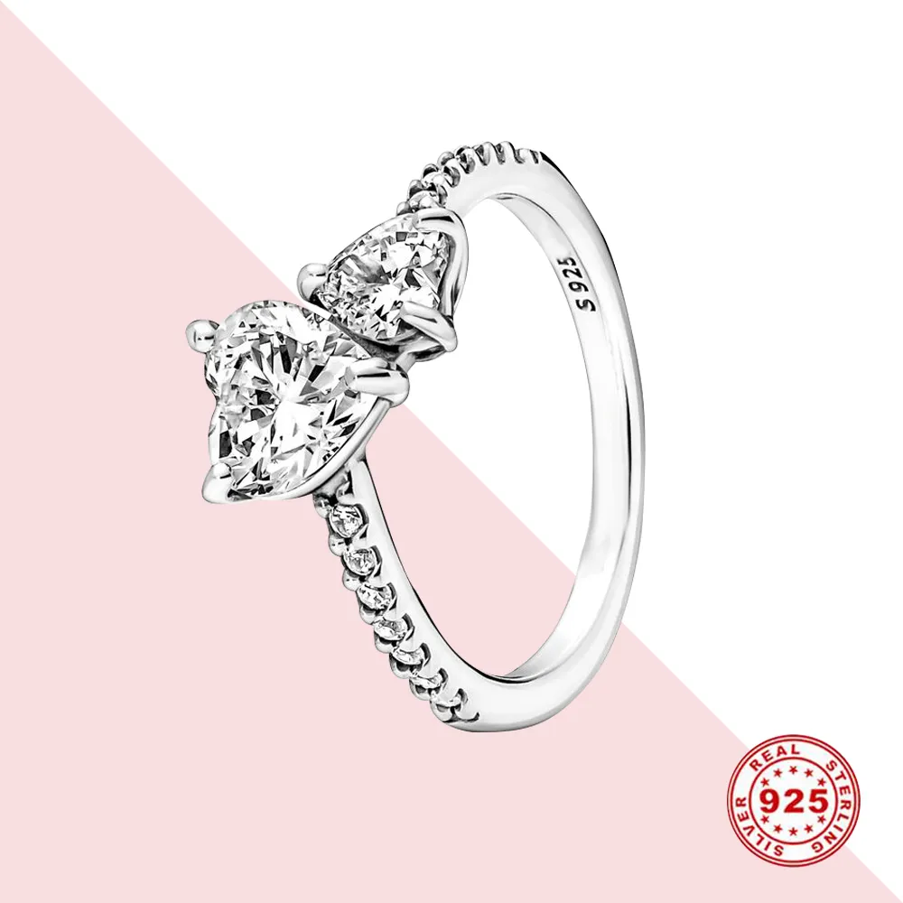 Double Heart Sparkling Ring