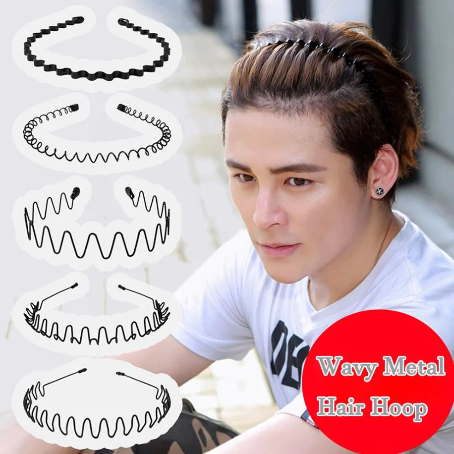 Black Metal Wavy Headband Men Women Hair Band Head Hoops Bands Sport  Headbands Headwear Hairband Bangs Holder Hair Accessories