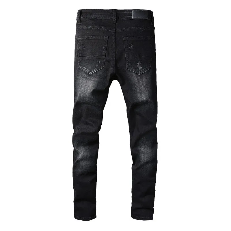 Slim fit ripped black jeans mens sales