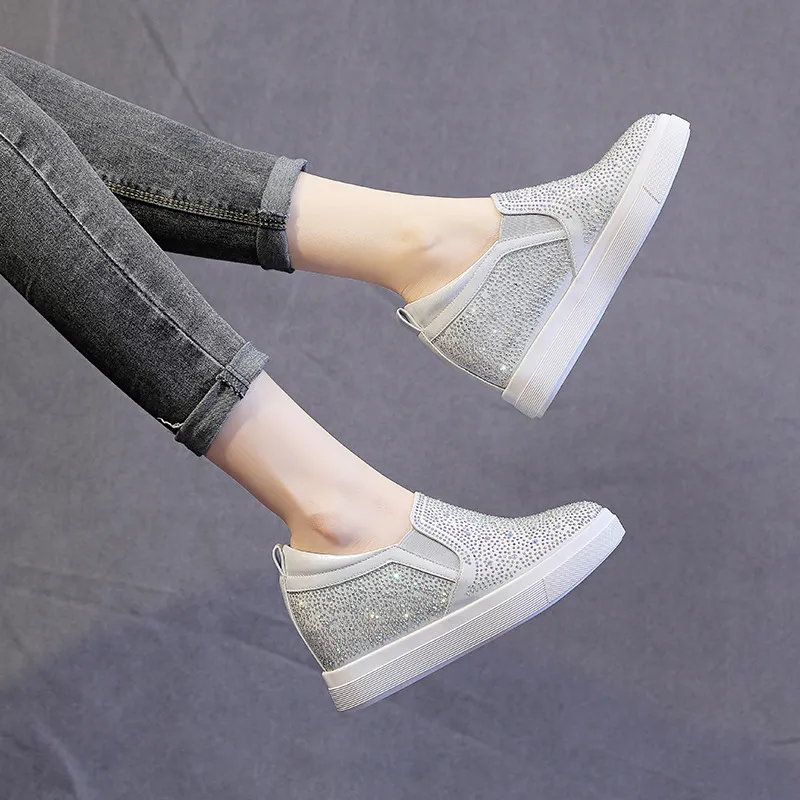 Fashion leather slip on wedge sneakers best sale
