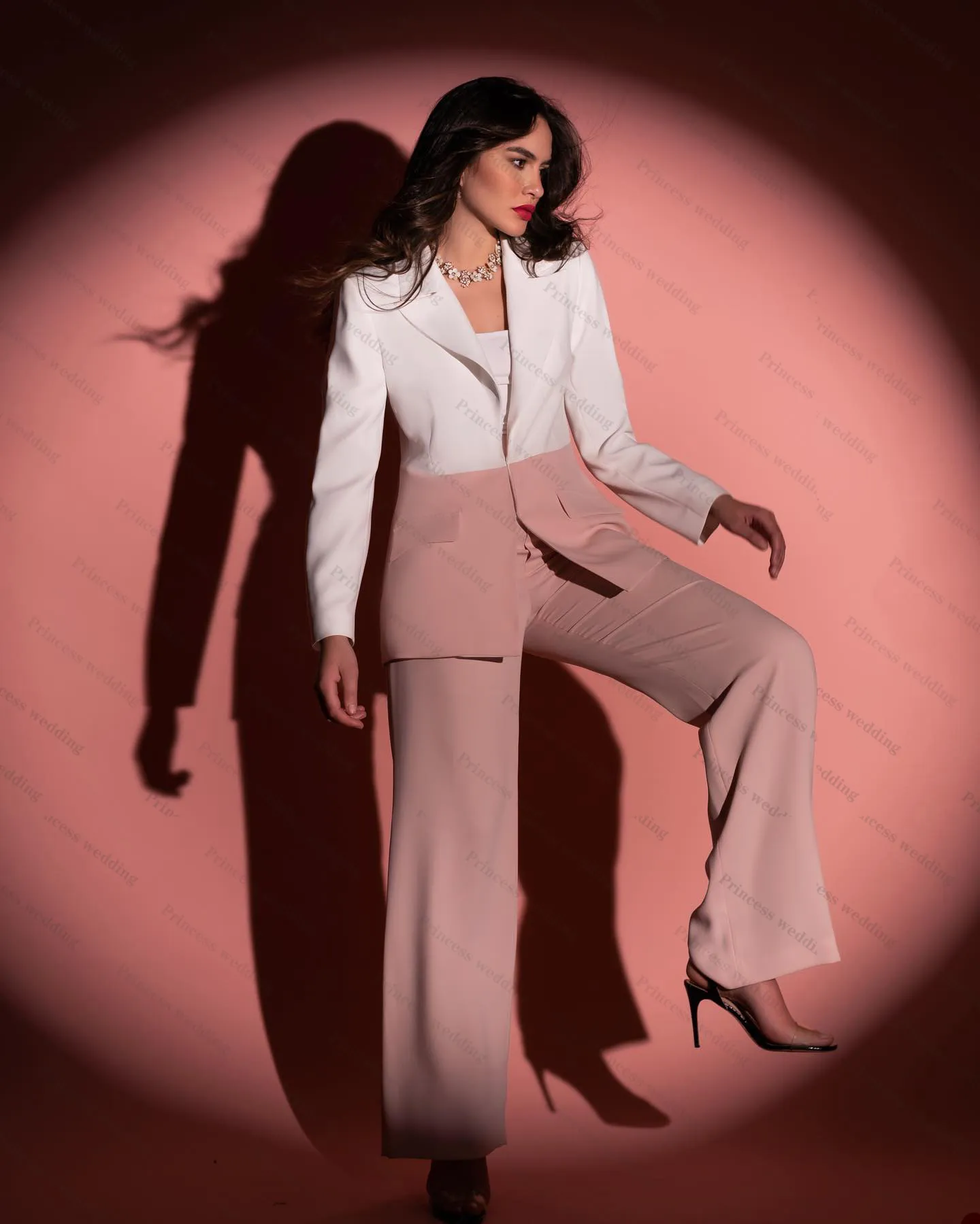 Ensemble 2 pi ces pantalon et pantalon pour femme couleur assortie manches longues Blazer pour fille jambes larges grande taille tenue de