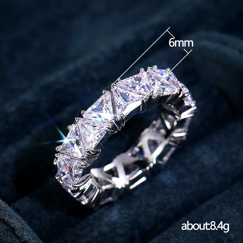 Eternity Triangle Lab Diamond Ring Ring Right White Gold Congagement Warding Band Rings 975 DHgate