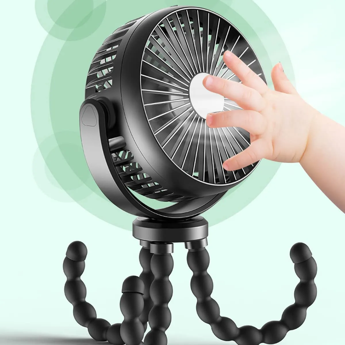 Portable USB Rechargeable Small Fan With Battery Lid Open Laying On Isolated White Background 2rm65ef