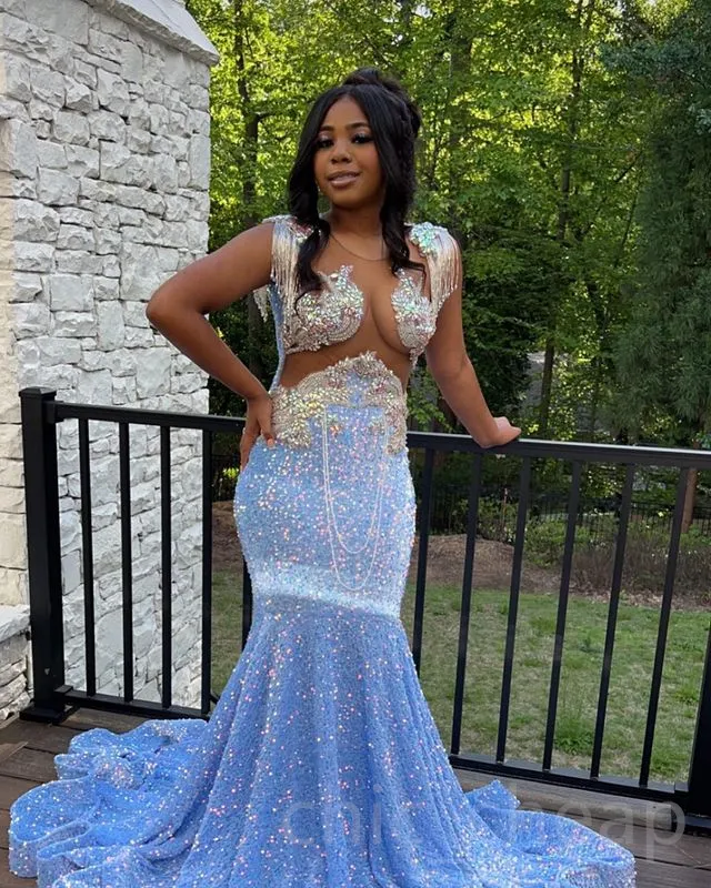 Light blue beaded gown outlet