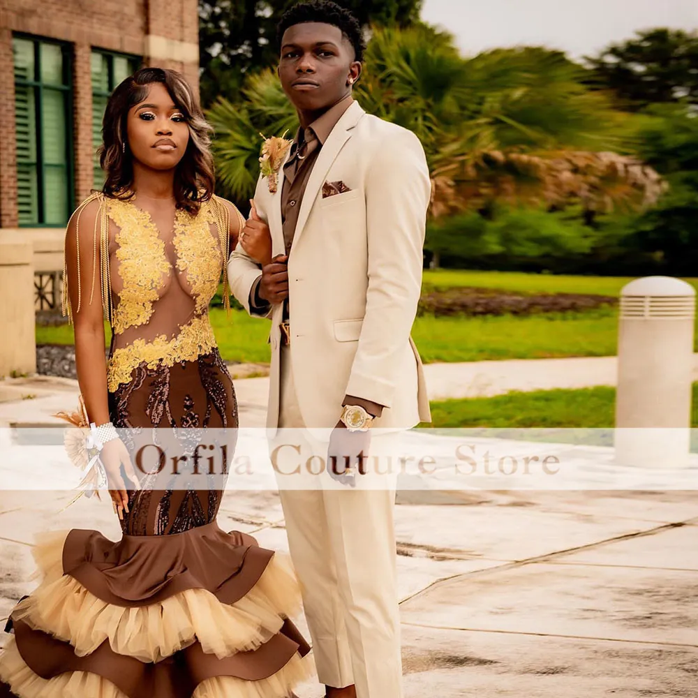 Brown Satin Mermaid Brown Prom Dress For Women Perfect For Evening