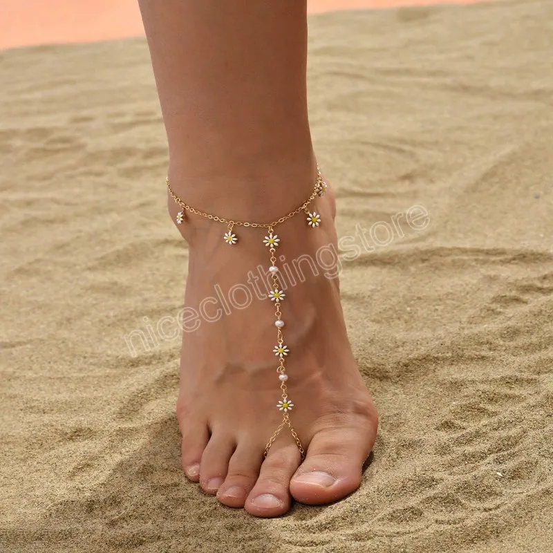 Bohemian Daisy Flower Toe Chain Anklet: Trendy Summer Foot Chain